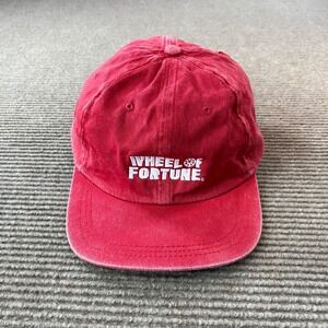 Wheel of Fortune Hat Red Washed Cotton Leather Strapback Adjustable Dad Cap